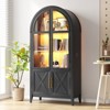 Vlsrka Arched Display Cabinet, 3-Tier Curio Cabinet with LED Lights ,Black-Brown - 3 of 4