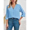 Imily Bela Women's Business Casual V Neck Chiffon Blouse Long Sleeve Button Down Summer Shirt - 4 of 4