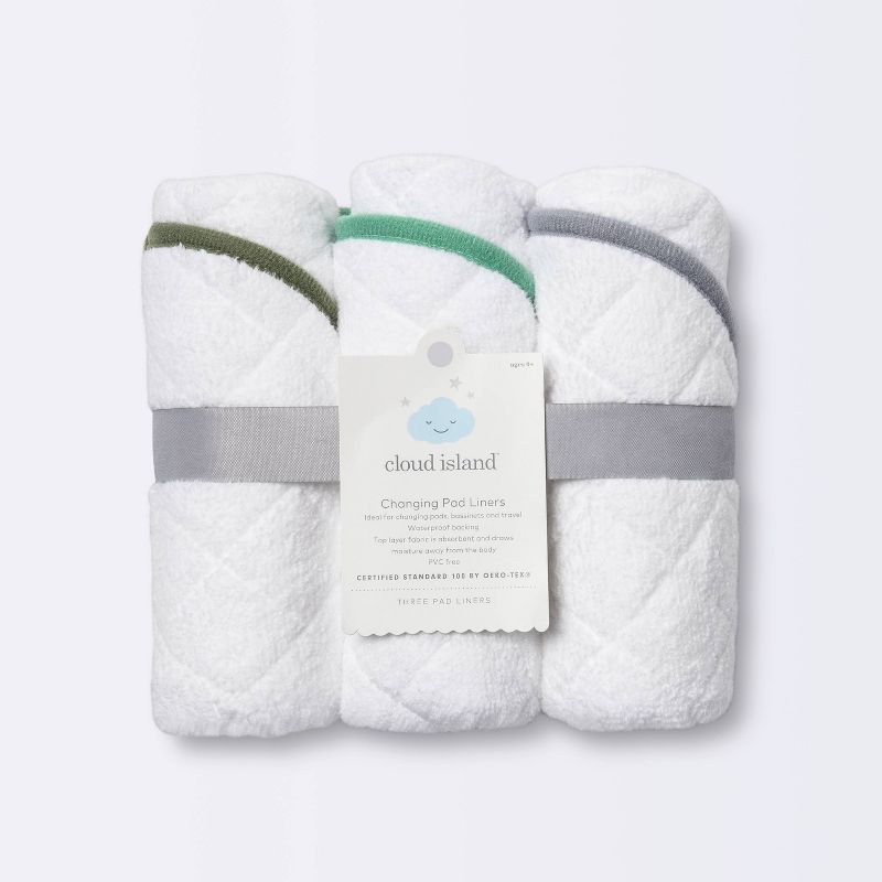 Changing Pad Liner White with Green Edge - Cloud Island&#8482; 3pk, 5 of 6