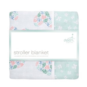 aden by aden + anais Stroller Blanket - Briar Rose - Heart flower Pink, Flower Hearts