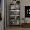 Famapy 4-compartments Stone pattern Double door Display Storage cabinet - image 3 of 4