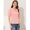 Allegra K Women's Peter Pan Collar Swiss Dots Short Sleeves Button Front Shirt - 2 of 4