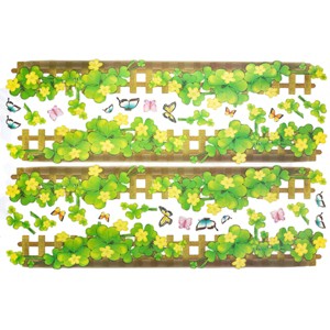 Slickblue Spring Fence Wall Art Decals – Nature & Floral Design Vinyl Stickers, Easy Application (23.6x35.9") - 1 of 3