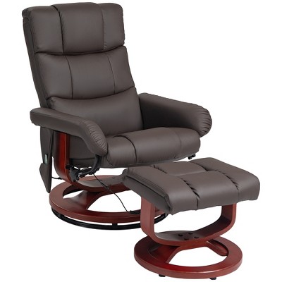 Swivel Recliner with Ottoman Massage, Recliner Chair and Ottoman, Faux Leather Reclining Chair with Remote