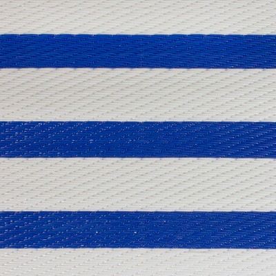 4' x 6' Blue and White Striped Synthetic Outdoor Rug