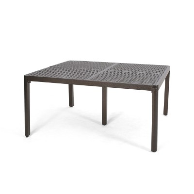 NicBex Outdoor Square Dining Table Alluminum Patio Metal Woven Tabletop,6125" W x 61.25" D x 29" H