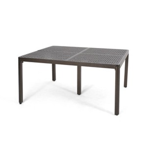 NicBex Outdoor Square Dining Table Alluminum Patio Metal Woven Tabletop,6125" W x 61.25" D x 29" H - 1 of 4