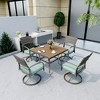 Pamapic 5-Piece Metal Patio Outdoor Dining Set with Square Table and Rattan Swivel Chairs with Cushion - 2 of 4