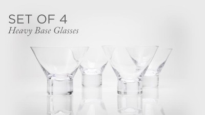 Viski Crystal Stemless Martini Glasses - Set of 4, 7.5 oz