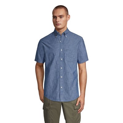 Lands' End Men's Short Sleeve Button Down Chambray Shirt