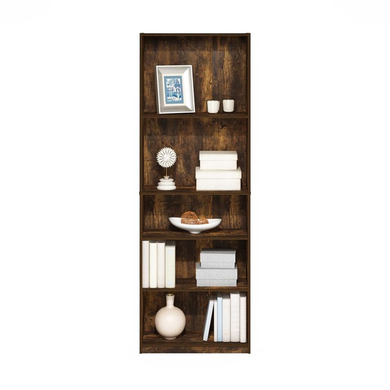 Furinno JAYA Simply Home Adjustable Shelf Bookcase, 5-Tier, Amber Pine, 2 of 5