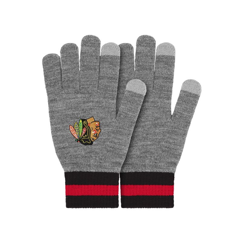 NHL Chicago Blackhawks Gray Big Logo Glove, 1 of 5
