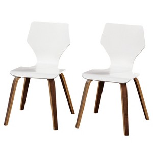 Set of 2 Bari Bentwood Chair White - Angelo:Home: Scandinavian Style, Molded Geometric, Solid Back - 1 of 3