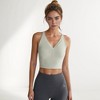 Anna-Kaci Active Women's Longline V-Neck Sports Bra with Faux Button Detail and Wide Shoulder Straps for Low Impact Support - 2 of 4