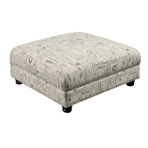 Twine Ottoman with French Script Pattern Medium Beige - Picket House Furnishings