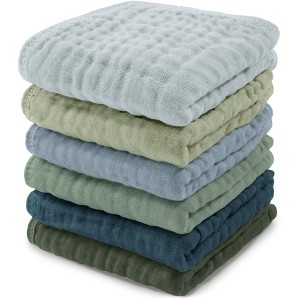 Baby Washcloths Muslin Cotton, Large 10”x10” by Comfy Cubs - 1 of 4