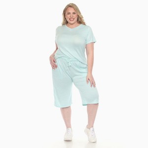 Plus Size Soft Capri Pajama Lounge Set - White Mark - 1 of 4