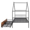 Metal House Platform Bed With Roof Frame, Under Bed Drawers Storage Unit, Sturdy Slats Supports, No Box Spring Needed, Kid Bedroom Furniture - 4 of 4