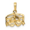 Black Bow Jewelry 14k Yellow Gold Satin Polished Comedy and Tragedy Pendant - 3 of 4