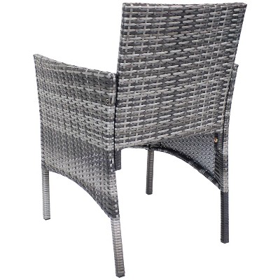 Gray Rattan 4-Piece Patio Set with Navy Cushions