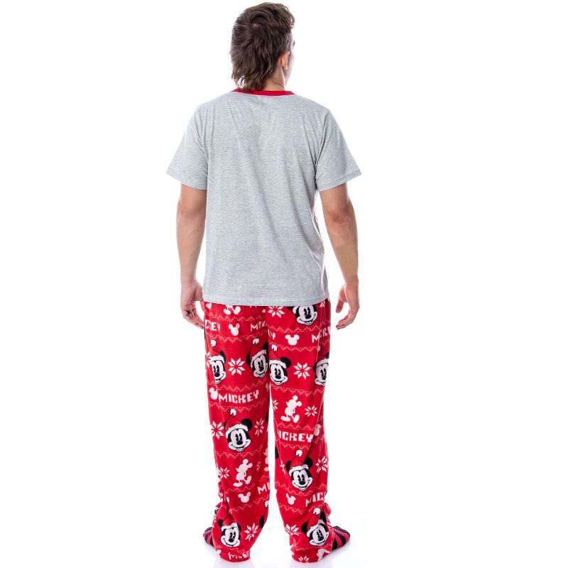 Disney Mickey Mouse Men's Santa Mickey Pajama Sleep Set Shirt Pants and Socks, 5 of 6