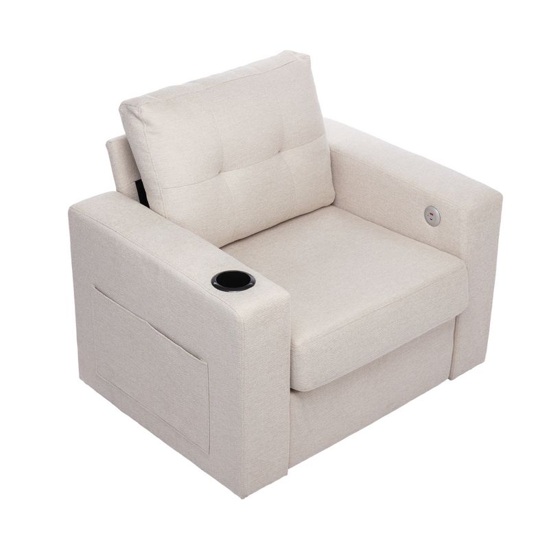 38.6" Modern Accent 90 Degree Swivel Chair with Drink Holder, Soft Velvet Sofa Chair 4A - ModernLuxe, 5 of 10