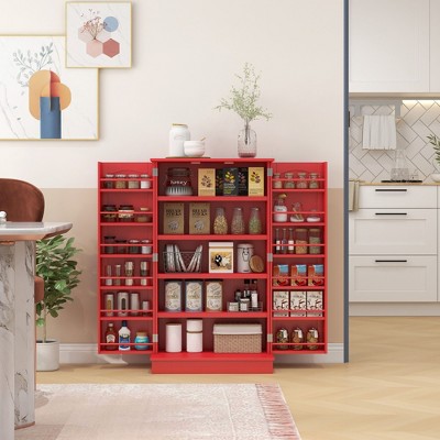 NicBex Freestanding Buffet Cabinet 41" Kitchen Pantry Sideboard Cabinet with 12 Door Shelves, 5-tier Shelving and Adjustable Shelves