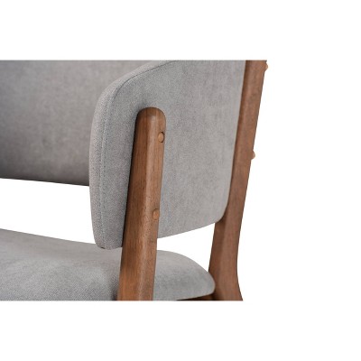 Light Grey Leather Barrel Accent Chair with Manufactured Wood Frame