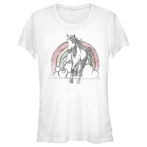 Juniors Womens Lost Gods Distressed Rainbow Horse T-Shirt - 1 of 4