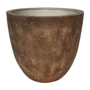 Sagebrook Home D Convex Indoor Outdoor Planter Pot Brown 23.62"x23.62"x20.5": Resin, Rust-Resistant, No Drainage Hole - 1 of 1