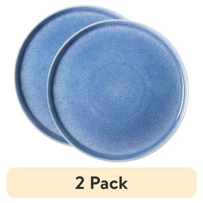 LunaLulinlk (2 pack) Blue Stoneware Stackable Dinner Plate