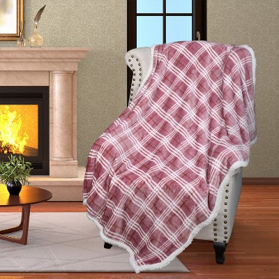  Catalonia Pink Coral Fleece Throw Blanket for Couch