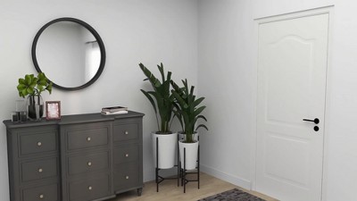 Elegant 32" Round Black Wood Framed Wall Mirror