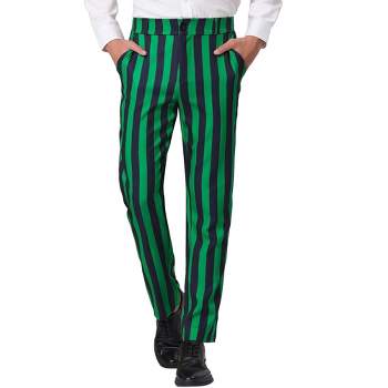 Lars Amadeus Men's Classic Fit Flat Front Business Work Prom Striped Pants