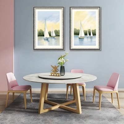 FONTOI 2pcs Sailboat Canvas Wall Art, Nautical Wall Decor Living Room, Dining Room Decor Framed Wall Art for Hallway, Multicolored 20"* 28"*1.2"
