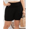 Plus Size Smocked Waist Summer Shorts for Women Casual Pleated Lounge Shorts - 2 of 4