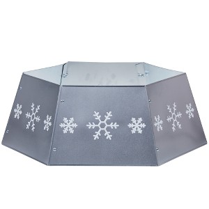 Northlight 26.75" Silver with Snowflakes Metal Hexagonal Christmas Tree Collar - 1 of 2