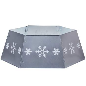 Northlight 26.75" Silver with Snowflakes Metal Hexagonal Christmas Tree Collar
