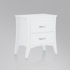 Gulches White Nightstand, 25 Inches Tall, 2 Drawers, Tapered Wood Leg Design - 1 of 4