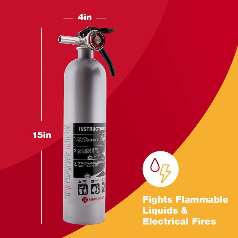 First Alert DHOME1 Designer Home Multipurpose ABC Rechargeable Fire Extinguisher Gray, 6 of 10