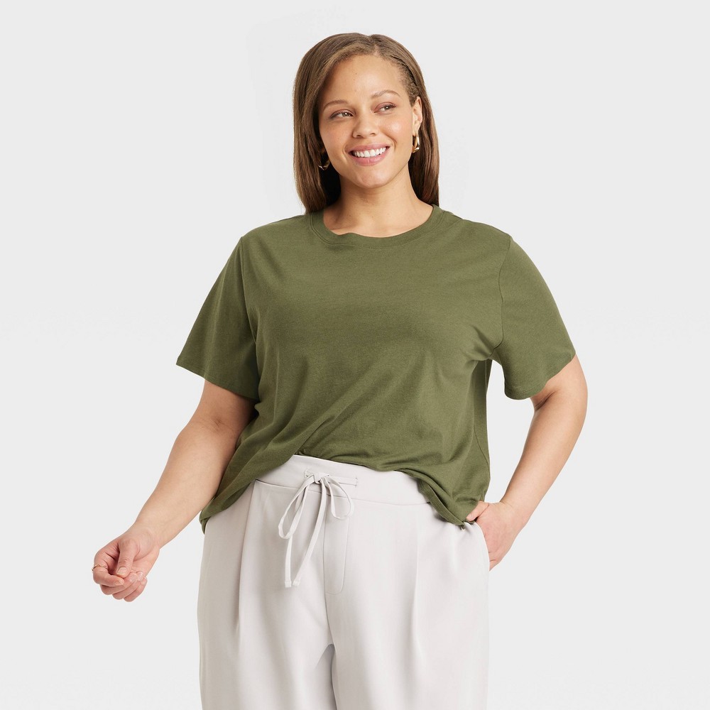 Women's Relaxed T-Shirt - A New Day™ Olive Green 1X