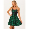Allegra K Women's Plaid Lace Up Sweetheart Neck Sleeveless Flared Party Mini Dress - 4 of 4