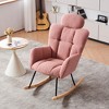 Teddy Fabric Upholstered Rocking Glider Chair, Mid Century Modern Accent Arm Chair with High Backrest and Pillows - ModernLuxe - 2 of 4