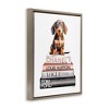 Stupell Industries Dachshund Puppy Bookstack Black Floater Framed Canvas Wall Art - 3 of 4