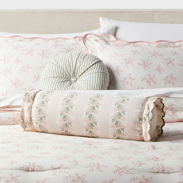 Cojín Decorativo Alargado de 18x7 Pulgadas con Rayas y Flores para Dormitorio - Threshold™ 2