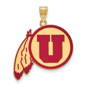 Black Bow Jewelry 14k Yellow Gold Plated Sterling Silver Utah Runnin Utes NCAA Extra Large Pendant - 1 of 3