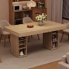 Light Oak Large Dining Table with Dual Side Storage, Double Pedestal Wooden Kitchen Table for Dining Room & Kitchen - 3 of 4