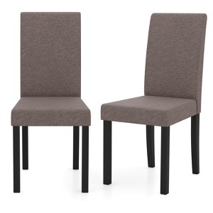Tangkula Dining Chair Set of 2 Fabric Upholstered Rubber Wood Legs Side Armless - 1 of 4
