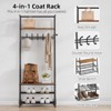 Coat Rack Shoe Bench with 5 Hooks, Hall Trees Entryway Bench with Storage - 2 of 4