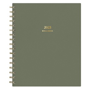 The Everygirl Wellness Planner January - December 2025 Faux Leather 7"x9" Weekly/Monthly Wirebound Olive - 1 of 4